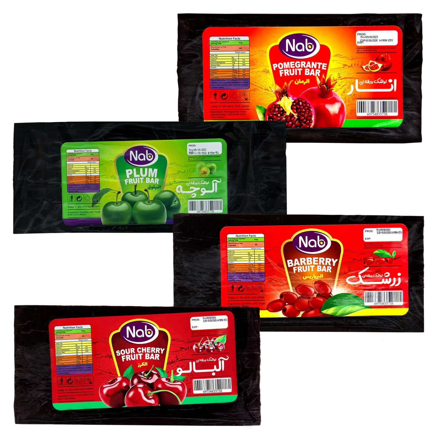Premium Persian Lavashak - authentic Sour Fruit Leather - 4 Pack (90g Each) - Natural, No preservatives